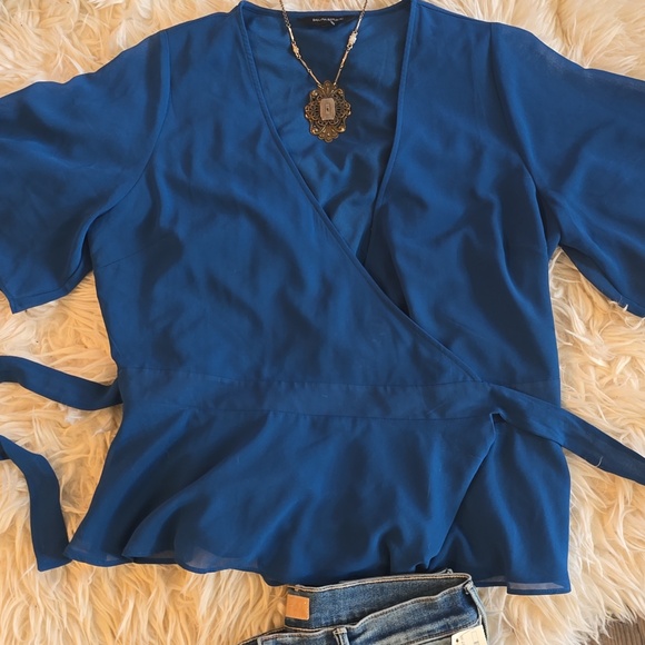 Banana Republic Teal Wrap Blouse with Side Tie - Picture 5 of 6